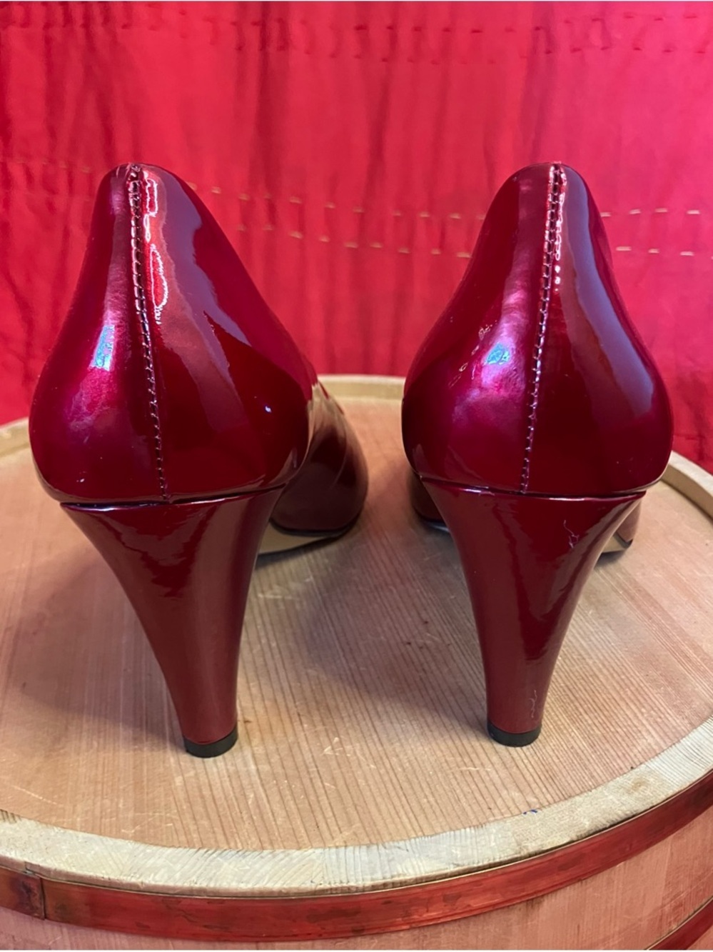 Women’s Red Patent Peep Toe Pump Heels Size 10 - Picture 5 of 11